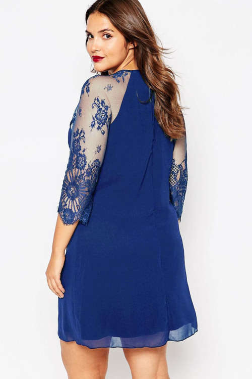 **PLUS SIZE** SEXY SHEER LACE AND CHIFFON DETAIL DRESS