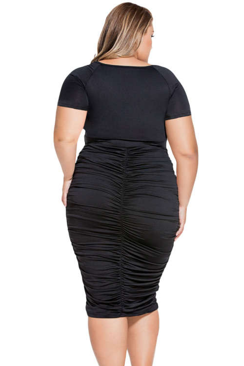 **PLUS SIZE** PRETTY PLEATED DETAIL MIDI DRESS