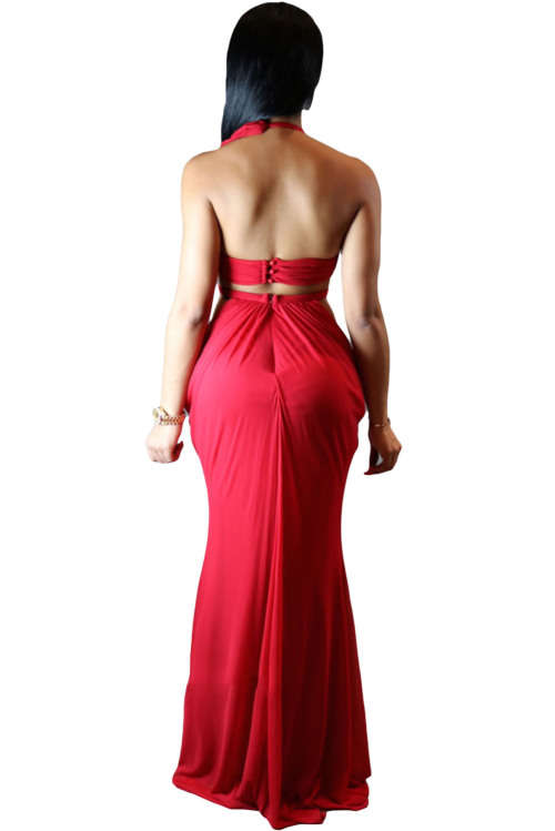 GORGEOUS EMBELLISHED FRONT DRAPED STYLE EVENING DRESS