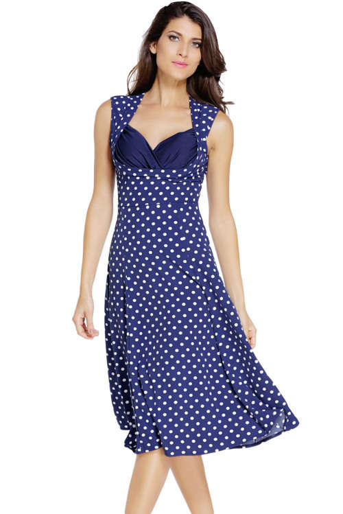 TRENDY POLKA DOT DETAIL SKATER DRESS (MEDIUM TO PLUS SIZE)