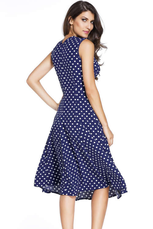 TRENDY POLKA DOT DETAIL SKATER DRESS (MEDIUM TO PLUS SIZE)
