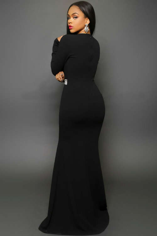 STUNNING EMBELLISHED WAIST DETAIL FRONT SLIT MAXI DRESS 
