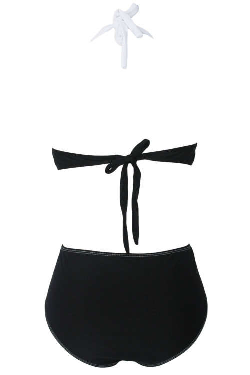 STUNNING CONTRAST COLOUR DETAIL HIGH WAIST BIKINI SET