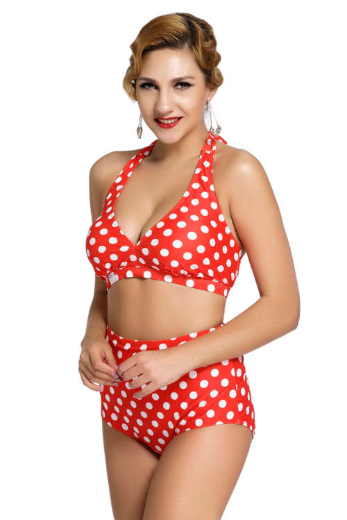 PRETTY POLKA DOT HIGH WAIST BIKINI