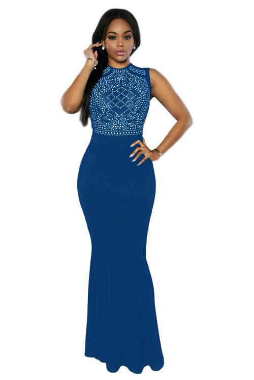 GLAMOROUS SHIMMERING PATTERN DETAIL MAXI DRESS
