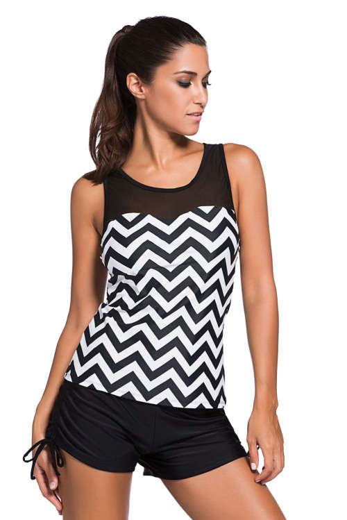 Tankini Top Racer Back Mesh Splice Padded Swimsuit Costume Beachwear Small to Plus Size
