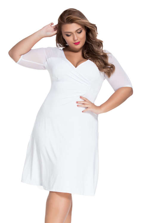 **PLUS SIZE** MAGNIFICENT MESH SLEEVE DETAIL DRESS