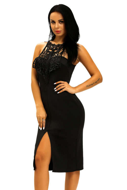 STUNNING EMBROIDERED LACE TOP DETAIL MIDI DRESS