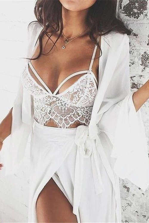 White Eyelash Lace Bra Lingerie Top