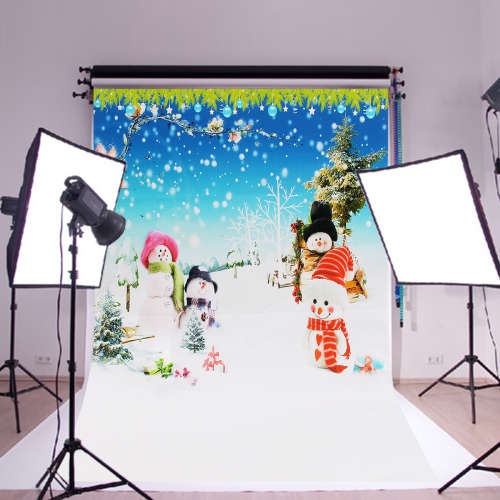 Snowman Christmas Tree Flower Photography Background Backdrop