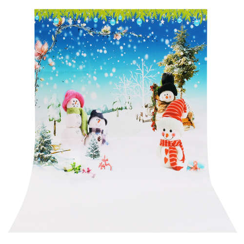Snowman Christmas Tree Flower Photography Background Backdrop