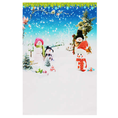 Snowman Christmas Tree Flower Photography Background Backdrop