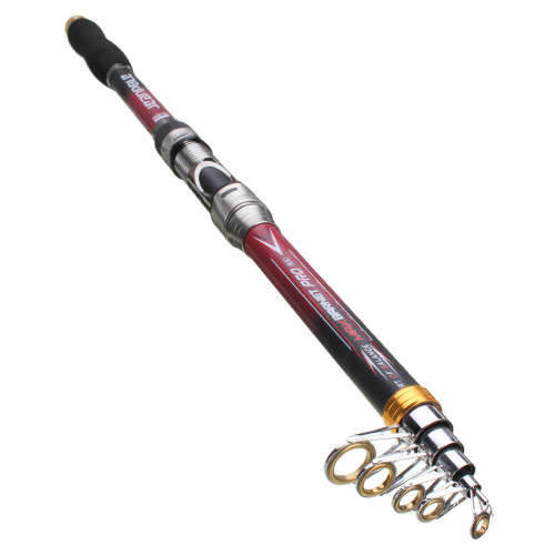 2.4M Carbon Fiber Fishing Rod Portable Telescopic Spinning Travel Compact