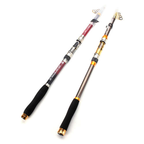 2.4M Carbon Fiber Fishing Rod Portable Telescopic Spinning Travel Compact