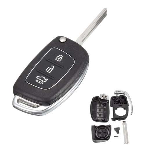 Car Remote Folding Flip Key Shell Case Fob Blade Right Fold for Hyundai ix35 Santa Fe 3 Button