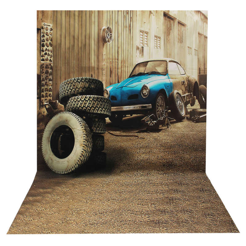 3x5ft Car Tire Garage Retro Photo Backdrop Photography Background Studio Props