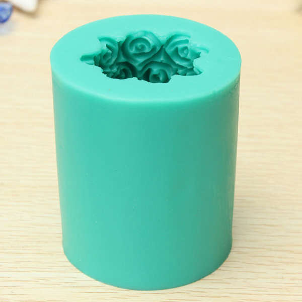 Silicone Rose Flower Candle Mold Soap Mould Cylinder Wedding DIY Baking Molds