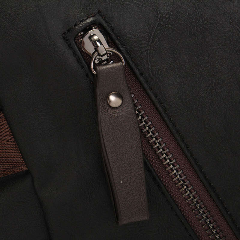 Men Vintage PU Leather Zipper Laptop Travel School Outdoor Backpack Bag Rucksack