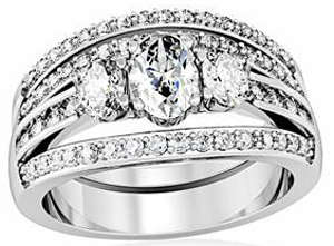 **INTERNATIONAL POSTAGE** SIMULATED DIAMOND 18K WHITE GOLD PLATED WEDDING RING SET