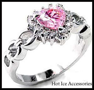 **INTERNATIONAL POSTAGE** 18K WHITE GOLD PLATED SIMULATED PINK TOPAZ RING