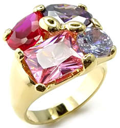 **INTERNATIONAL POSTAGE** 18K YELLOW GOLD PLATED MULTI COLOURED RING