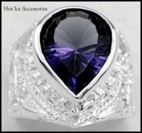 **INTERNATIONAL POSTAGE** HALLMARKED 925 STERLING SILVER SIMULATED AMETHYST RING