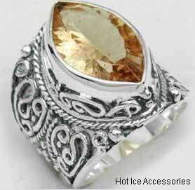 **INTERNATIONAL POSTAGE** HALLMARKED 925 STERLING SILVER SIMULATED CITRINE RING
