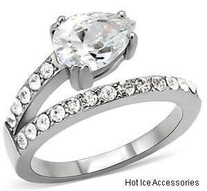 **INTERNATIONAL POSTAGE**STAINLESS STEEL SIMULATED DIAMOND RING