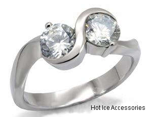 **INTERNATIONAL POSTAGE**STAINLESS STEEL SIMULATED DIAMOND RING