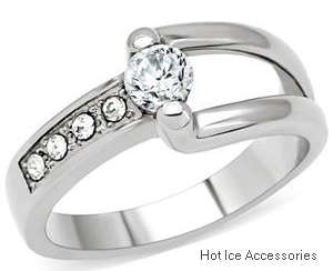 **INTERNATIONAL POSTAGE**STAINLESS STEEL SIMULATED DIAMOND RING