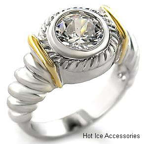 **INTERNATIONAL POSTAGE** 18K WHITE GOLD PLATED SIMULATED DIAMOND RING
