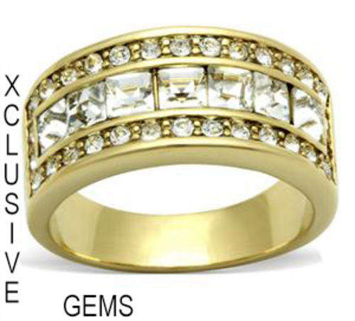 * R35 POSTAGE* GOLD PLATED SIMULATED DIAMOND LADIES RING