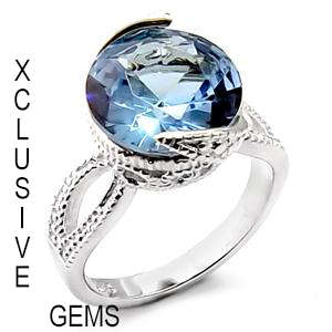 LOCALLY IN STOCK* R35 POSTAGE* 18K WHITE GOLD PLATED SIMULATED BLUE TOPAZ LADIES RING