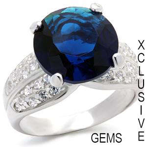 *BEAUTIFUL* 18K WHITE GOLD PLATED SIMULATED SAPPHIRE LADIES RING