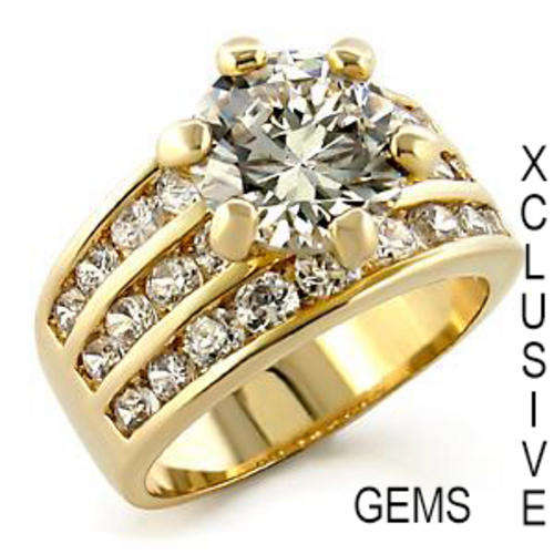* R35 POSTAGE* 18K GOLD PLATED SIMULATED DIAMOND LADIES RING