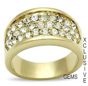 IN STOCK * R35 POSTAGE* YELLOW GOLD PLATED SIMULATED DIAMOND LADIES RING