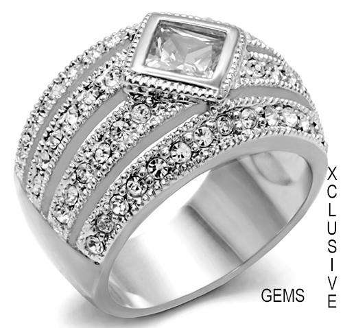 LOCALLY IN STOCK* R35 POSTAGE* 18K WHITE GOLD PLATED SIMULATED DIAMOND LADIES RING