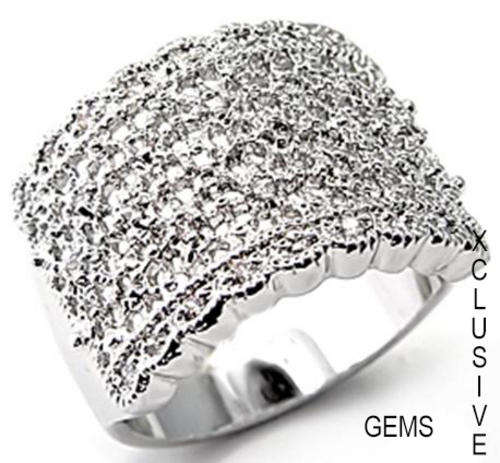 * R35 POSTAGE* 18K WHITE GOLD PLATED SIMULATED DIAMOND LADIES RING