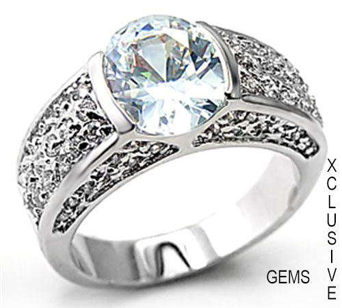 LOCALLY IN STOCK* R35 POSTAGE* 18K WHITE GOLD PLATED SIMULATED DIAMOND LADIES RING