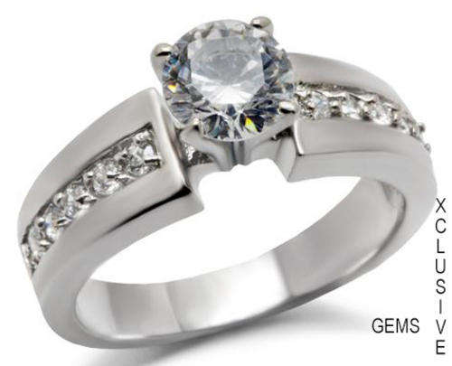 **BEAUTIFUL** SIMULATED DIAMOND STAINLESS STEEL ENGAGEMENT RING