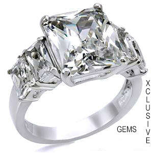 * SIMULATED DIAMOND STAINLESS STEEL ENGAGEMENT RING