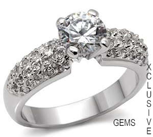 * GORGEOUS* 18K WHITE GOLD PLATED SIMULATED DIAMOND LADIES RING