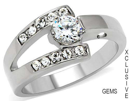 LOCALLY IN STOCK* STAINLESS STEEL SIMULATED DIAMOND RING