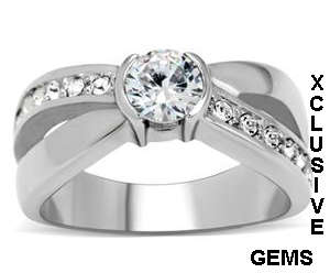 LOCALLY IN STOCK *STUNNING** STAINLESS STEEL SIMULATED DIAMOND RING
