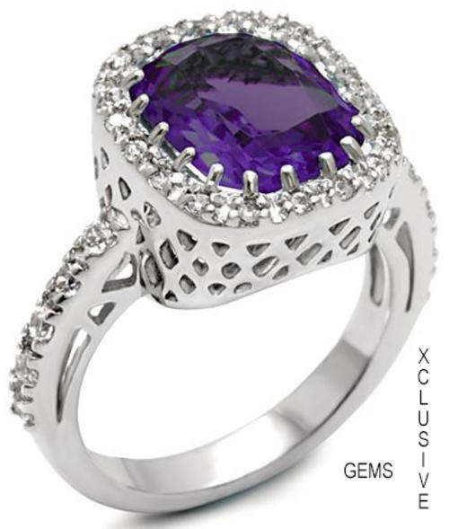 LOCALLY IN STOCK * R35 POSTAGE* 18K WHITE GOLD PLATED SIMULATED AMETHYST LADIES RING