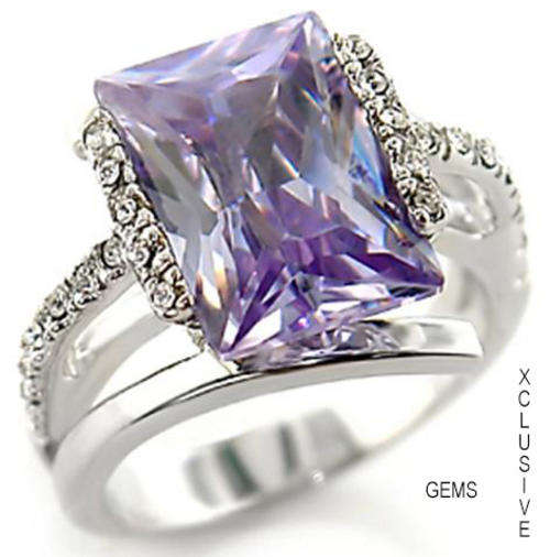 * R35 POSTAGE* 18K WHITE GOLD PLATED SIMULATED AMETHYST LADIES RING