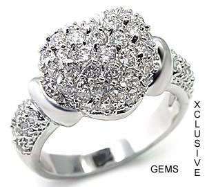 * R35 POSTAGE* 18K WHITE GOLD PLATED SIMULATED DIAMOND LADIES RING