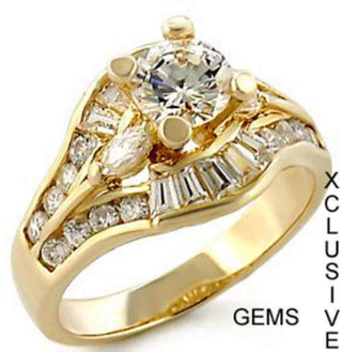 * R35 POSTAGE* 18K GOLD PLATED SIMULATED DIAMOND LADIES RING