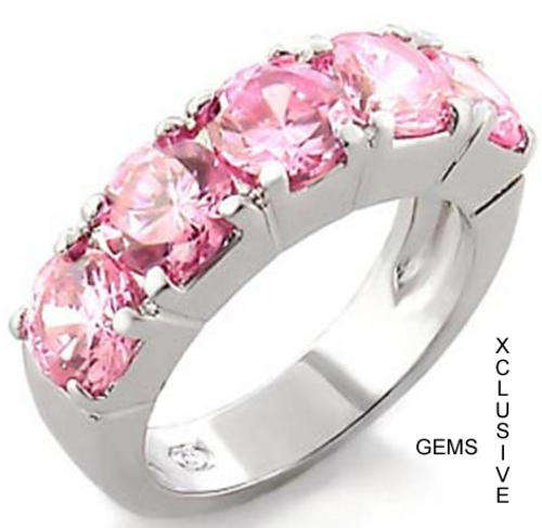 * R35 POSTAGE* 18K WHITE GOLD PLATED SIMULATED PINK TOPAZ LADIES RING