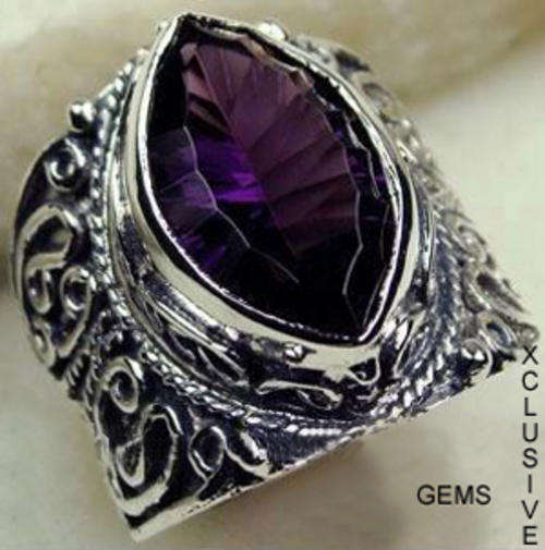 *Locally In Stock** STERLING SILVER HALLMARKED SIMULATED DARK AMETHYST RING